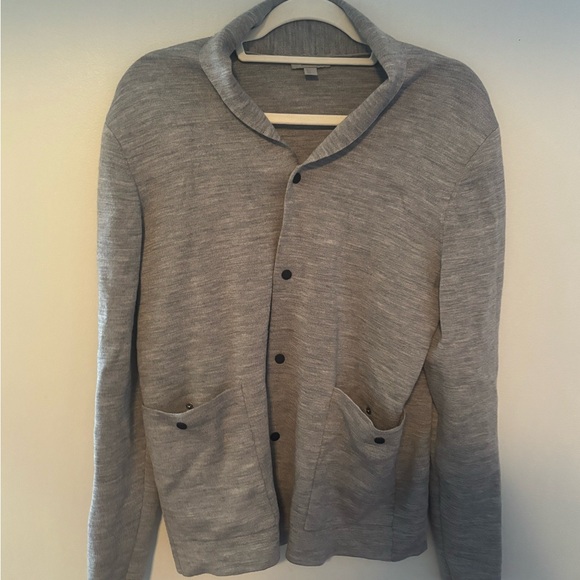 COS Merino Wool Buttoned Collar Cardigan Grey Small - Picture 2 of 6